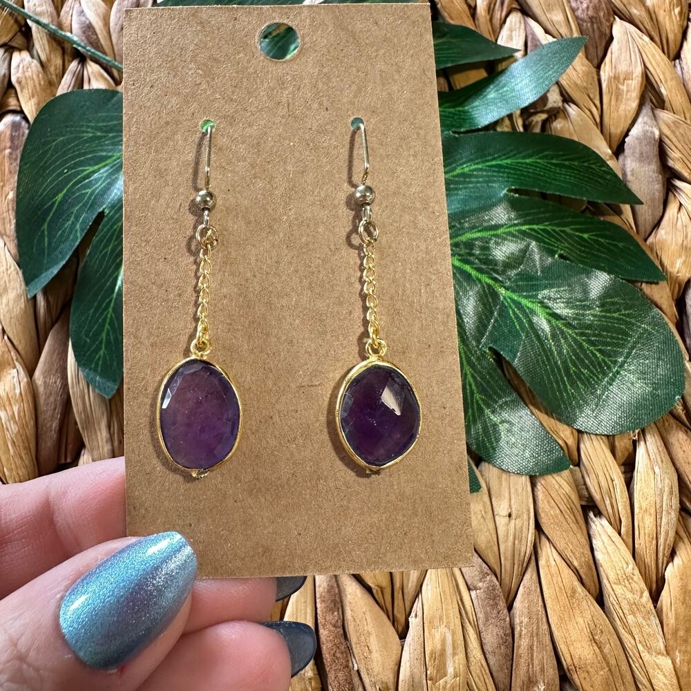 BOGO FREE 2” Purple amethyst Earthbound earrings